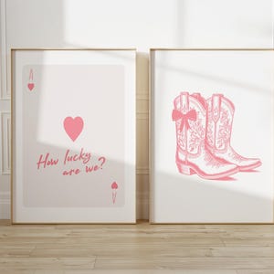 Trendy Ace of Hearts Wall Art, How Lucky Are We Poster, 2 Set Posters Cowgirl, Retro Quote Poster, Western wall art, Cowgirl Wall Art,