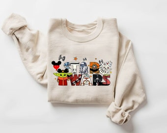 Star Wars Character Sweatshirt, Disney Star Wars Hoodie, Disney Character Sweatshirt, Star Wars Galaxy Sweater, Disney Star Wars Sweatshirt