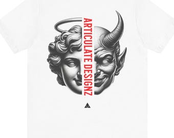 T-shirt met Angel and Devil-afbeelding: edgy shirt met gotische dualiteit