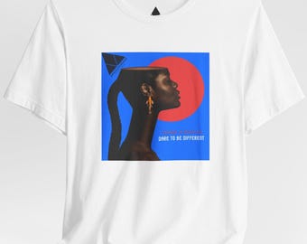 Dare To Be Different Strange Is Beautiful Graphic Tee, Artistic Portrait T Shirt, Empowerment Art Tee, Afrocentric Unique Aesthetic Fashion