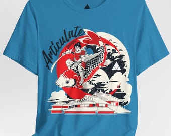 Koi Fisch Krieger Shirt, Japanische Kunst T-Shirt, Koi Fisch Grafik Shirt, Samurai Stil Streetwear, Koi Fisch Shirt, Japanische Kunst Tee