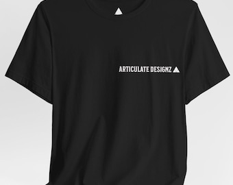 Articulate Designz Minimal Logo Shirt, Modern Streetwear Tee, Clean Aesthetic Black T-Shirt, Designer Brand Apparel