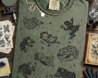 Funny Tattoo Artist Frogs Shirt - Cute Tattooer Gift Tee, Ink Artist Frog Shirt for Tattoo Shop
