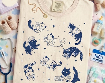 NICU Nurse Cat Shirt – Pediatric RN Comfort Colors Tee