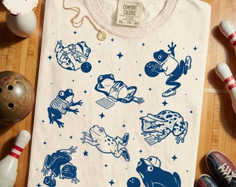 Funny Bowling Frogs Shirt - Bowler Gift Tee, Cute Frog Shirt for Bowling League, Team and Game Night Fans