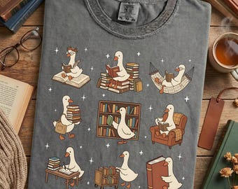 Silly Goose Book Lover Shirt - Librarian Comfort Colors Shirt, Library Lover Gift, Books Nerd Tee