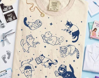OBGYN Cute Cat Shirt – Funny Gynecologist Doctor Tee, Obstetrician Midwife Gift