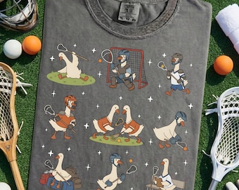 Camiseta de Lacrosse Silly Goose - Camiseta de regalo para mamá y papá de LAX, camiseta de espíritu de equipo de Lacrosse, camiseta de meme de ganso de colores cómodos