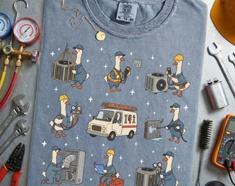 HVAC Technician Silly Goose Shirt - Funny Electrician Handyman Gift, Air Conditioning Repairman Tee, Comfort Colors Work Dad Father’s Day