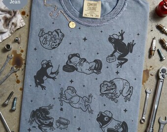 Funny Mechanic Frogs Shirt - Auto Mechanic Gift Tee, Cute Frog Shirt for Car Guys and Garage Workers