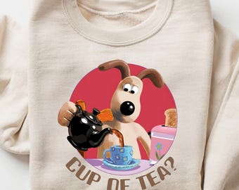 Gromit Tea Sweatshirt - Cafe Aesthetic Crewneck, Funny Barista Gift, Wallace and Gromit Shirt, Tea and Coffee Lover Top, Breakfast Outfit