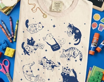 Camiseta divertida para maestras de preescolar con diseño de gato adorable