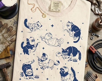 Cute Cat Welder Shirt – Funny Pipeline Welder Gift, Steel Metalworker Tee