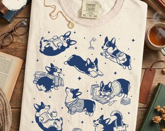 Corgi Librarian Shirt and Sweatshirt – Funny Book Lover Design, Librarian Gift