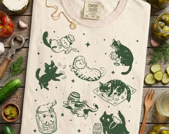 Camiseta con diseño de gato adorable y amante de los pepinillos – Camiseta divertida con meme de pepino