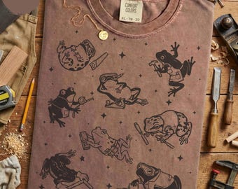 Funny Woodworking Frogs Shirt - Carpenter Gift Tee, Cute Woodworker Frog Shirt for Makers