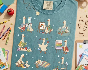 Kindergarten Teacher Silly Goose Shirt –  Elementary Education Tee, Back to School Gift
