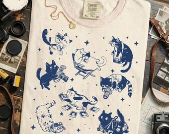 Cute Cat Photographer Shirt - Camera Lover Tee