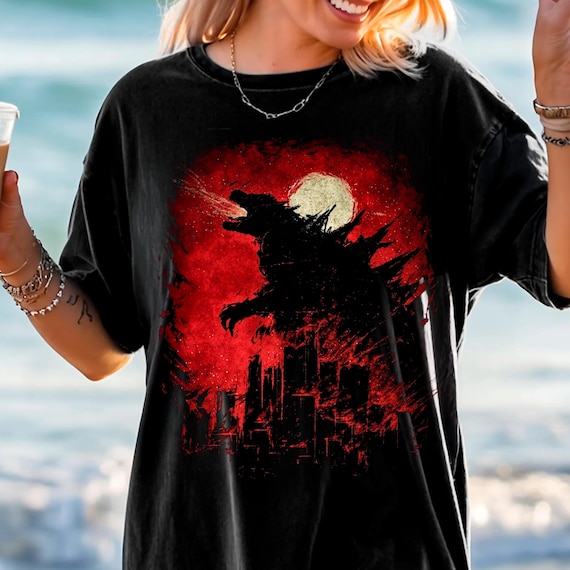 Comfort Colors® Godzilla Gojira Shirt – Japanese Kaiju Movie Tee, King of Monsters Dark Fantasy Art, Retro Vintage Godzilla Sweatshirt