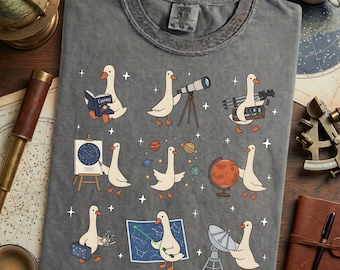 Silly Goose Astronomy Shirt - Funny Astronomer Gift, Comfort Colors Space Lover Tee, Science Teacher Cosmos Shirt