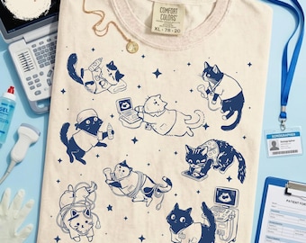 Cute Cat Sonography Tech Shirt – Ultrasound Gift, RDMS, OBGYN