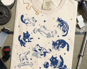 Cute Cat Lifting Club Shirt: Funny Gym Workout Tee