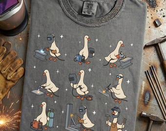 Welder Silly Goose Shirt - Funny Pipeline Welder Gift for Him, Blue Collar Dad Gift, Welding Steel Metalworker Tee