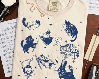 Flute Cute Cat Shirt - Band Student Tee, Woodwind Orchestra Gift,  Music Teacher Sweatshirt
