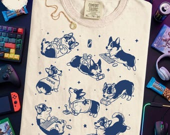 Corgi Gamer Shirt and Sweatshirt – Funny Video Gaming Design, Gamer Gift