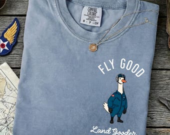 Comfort Colors® Silly Goose Pilot Shirt – Custom Name Navy Aviator Tee, Airplane Lover Gift, Air Force Family, Retirement Gift