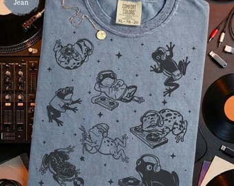 Funny DJ Frogs Shirt - Music Lover Gift Tee, Cute Frog Shirt for DJs, Vinyl Fans and Party People