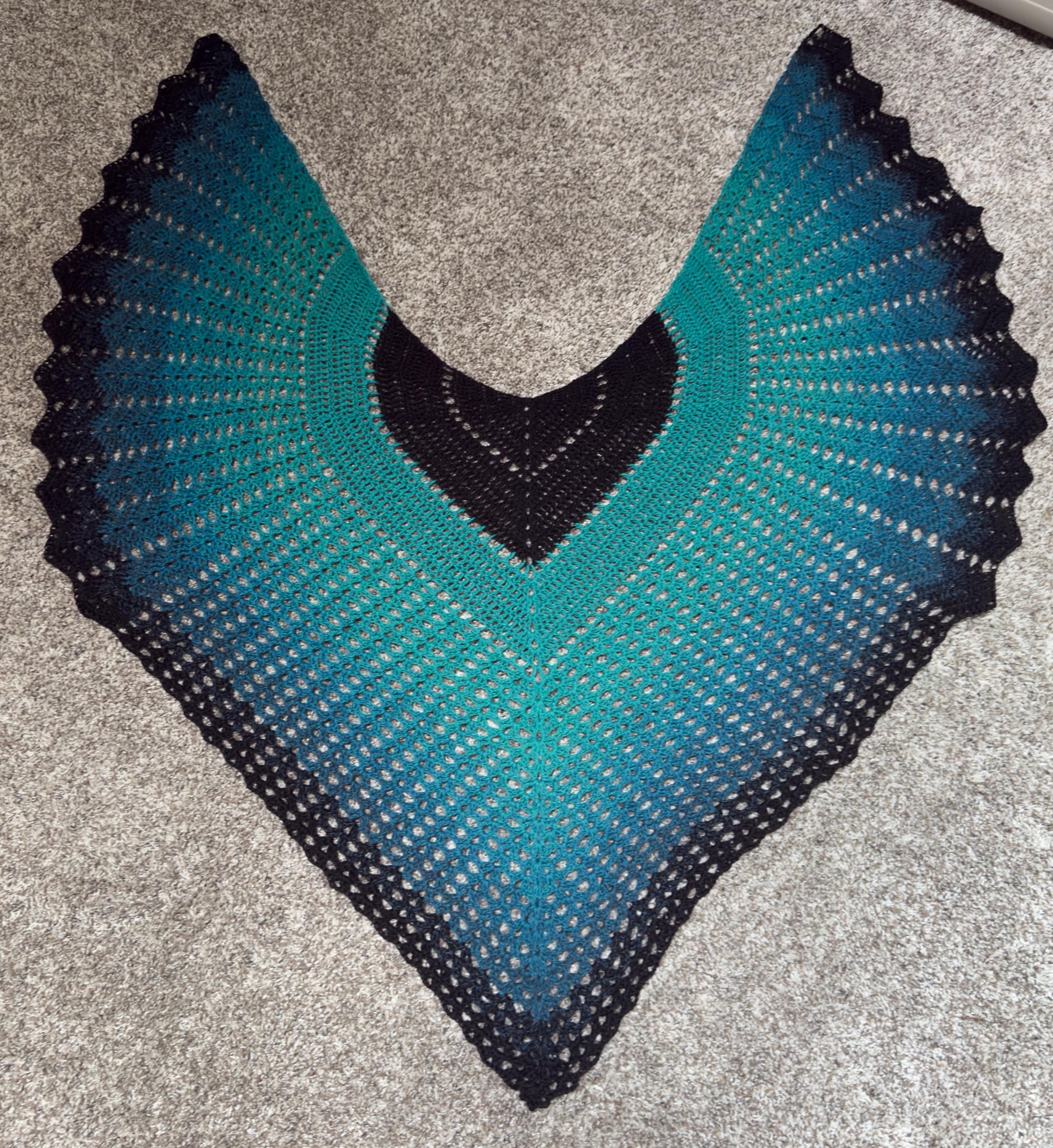 Ultimate Sacrifice “wings” Crochet Shawl Teal/blue/black - Etsy