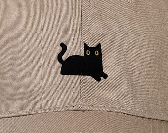 Black Cat Dad Hat - Geborduurde baseballpet voor kattenmoeders en -vaders - Uniek huisdierliefhebbercadeau - GRATIS levering