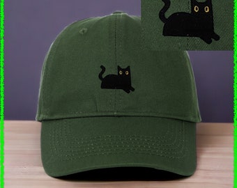 Black Cat Dad Hat - Embroidered Baseball Cap | Adjustable Cotton Twill - Perfect for Cat Moms & Dads, Unique Pet Lover Gift