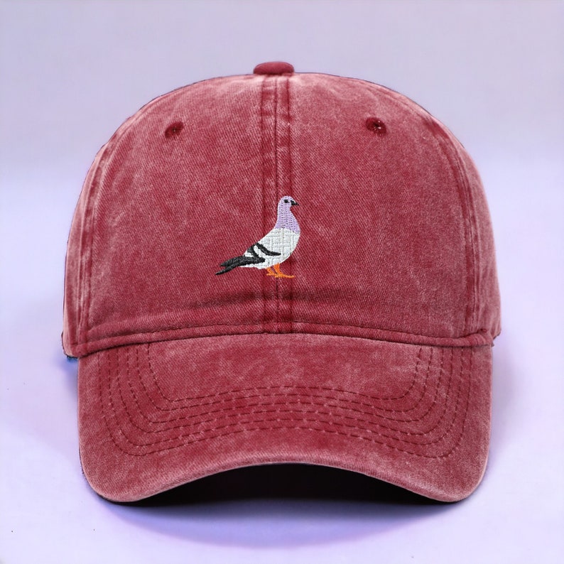 Embroiderable Pigeon Hat Custom Bird Cap Ideal for Nature Lovers Thoughtful Birthday Gift Unique Father's Day Gift FREE Delivery Red