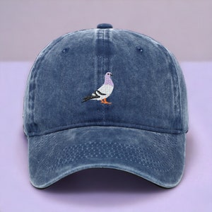 Embroiderable Pigeon Hat Custom Bird Cap Ideal for Nature Lovers Thoughtful Birthday Gift Unique Father's Day Gift FREE Delivery Navy