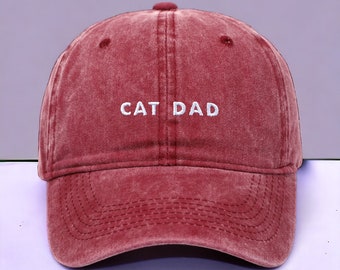 Vintage Katzen-Papa-Mütze – bestickte Baseballkappe | Verstellbarer Baumwoll-Twill – perfekt für Katzenväter, einzigartiges Geschenk für Tierliebhaber – kostenloser Versand