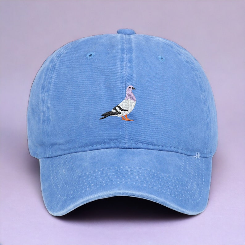 Embroiderable Pigeon Hat Custom Bird Cap Ideal for Nature Lovers Thoughtful Birthday Gift Unique Father's Day Gift FREE Delivery Blue