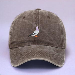 Embroiderable Pigeon Hat Custom Bird Cap Ideal for Nature Lovers Thoughtful Birthday Gift Unique Father's Day Gift FREE Delivery Brown