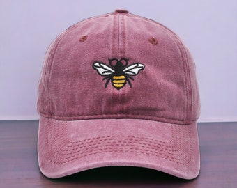 Casquette papa effet vieilli abeille - Chapeau brodé unique - Protection solaire confortable - Cadeau unique pour lui - Cadeau pour la fête des Pères - Livraison GRATUITE