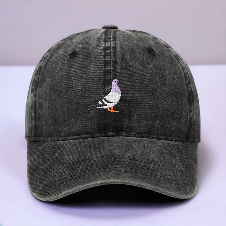 Embroiderable Pigeon Hat Custom Bird Cap Ideal for Nature Lovers Thoughtful Birthday Gift Unique Father's Day Gift FREE Delivery Black