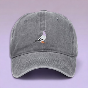 Embroiderable Pigeon Hat Custom Bird Cap Ideal for Nature Lovers Thoughtful Birthday Gift Unique Father's Day Gift FREE Delivery Grey