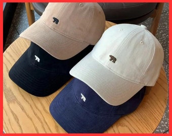 Casquette brodée avec ours en dessin animé - Jolie casquette de baseball unisexe, femme homme, tenue décontractée, cadeau parfait pour les amoureux des animaux