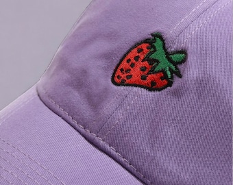 Strawberry Embroidable Dad Hat - Casual Sun Protection Cap - Perfect Gift for Her - FREE Delivery