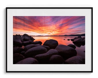 Bonsai Rock Lake Tahoe Photography Print Tahoe Canvas Metal Print Wall Art Photo Sunset Alpine Lake Tahoe Photograph Mountain Fine Art Print