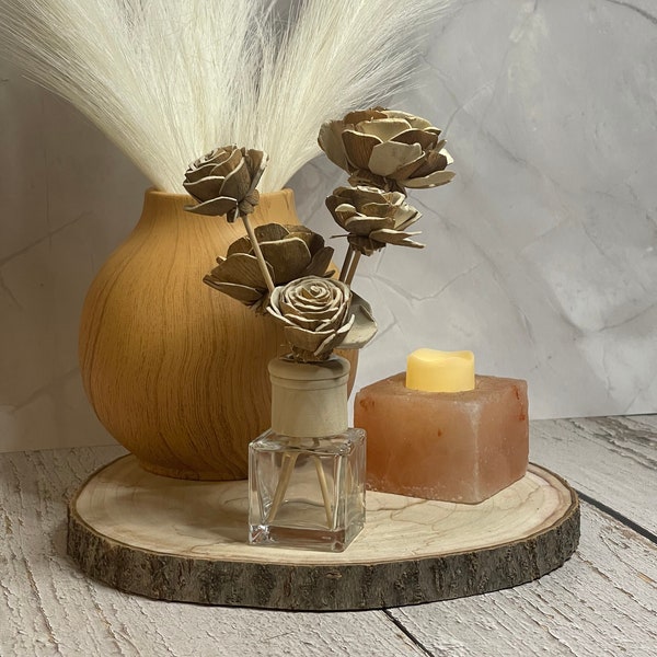 Wood Rose Diffuser - Wood Flower Diffuser - Home Décor - Aromatherapy Diffuser - Office Décor -Natural Aromatherapy Oil - Sola - Gifts