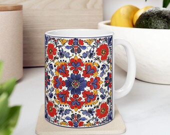 Talavera Ceramic Mug, Colorful Traditional Mexican Art Design, Coffee Tea Cup