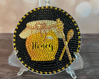 Bee themed diamond art coasters