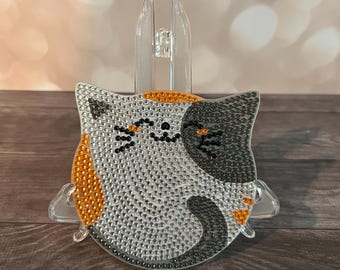 Cat themed diamond art coasters
