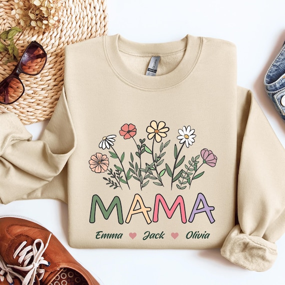 PERSONALISED Mama T-Shirt Sweatshirt Hoodie, Custom Gift For Mama, Gift For Mum, Mama Shirt, Mothers Day Birthday, Children's Names, New Mom